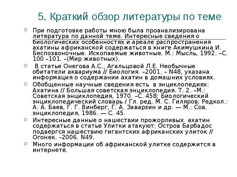 Что такое обзор литературы в проекте