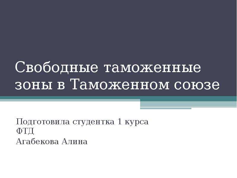 Свободная таможенная зона презентация