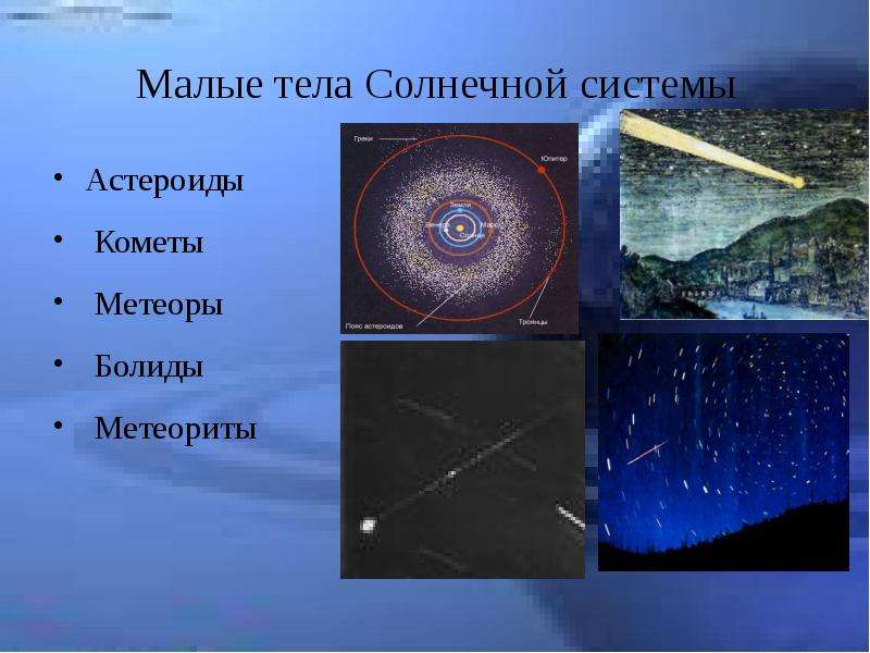 Малые тела солнечной системы астероиды метеориты кометы малые тела презентация