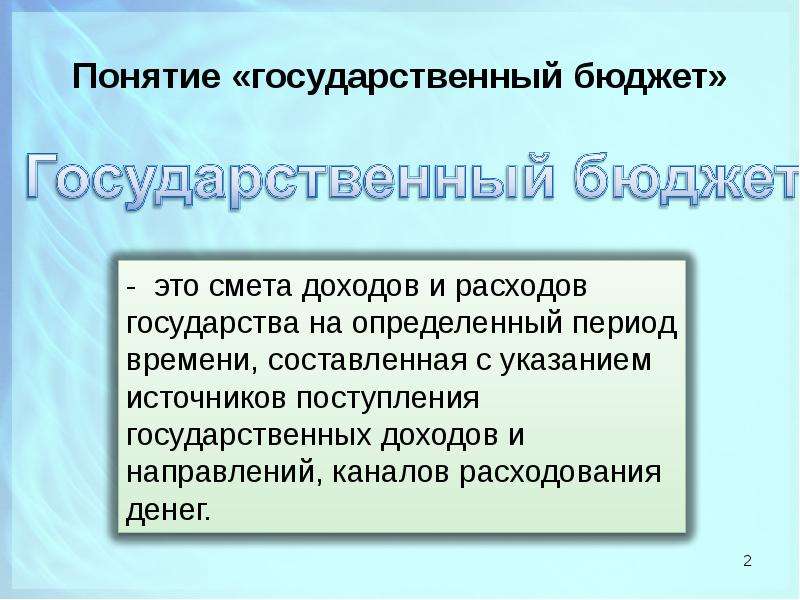 Понятие о государственном бюджете презентация