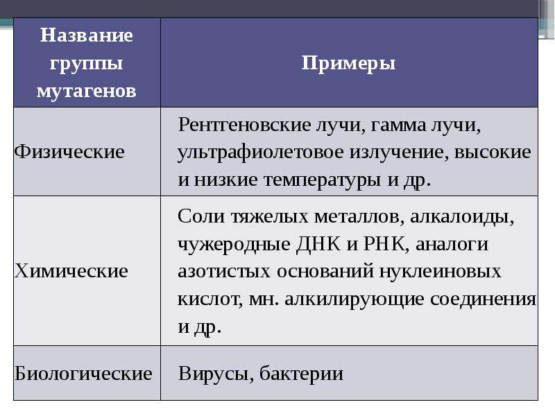 Влияние мутагенов на организм человека презентация