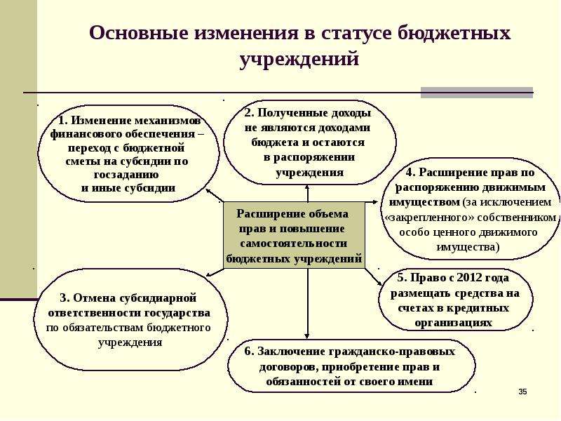 Бюджетный статус автономных учреждений. Субсидиарная ответственность государства в казенных учреждениях. Автономные учреждения заключают сделки от своего имени.