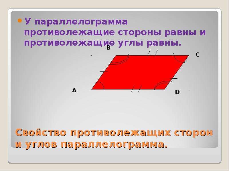 Противолежащие стороны и углы равны. Противолежащие стороны параллелограмма. Противолежащие углы параллелограмма. Противолежащие стороны параллелограмма равны. Противолежащие углы параллелограмма равны.