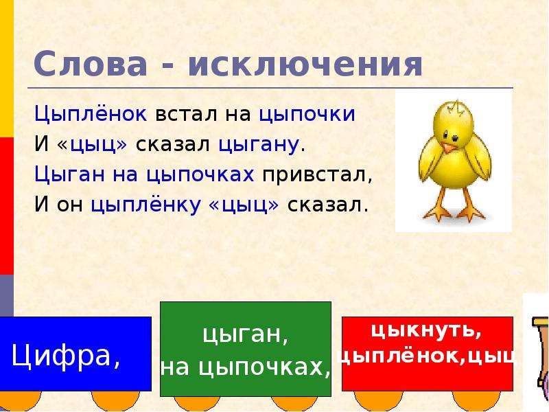 Цифры исключения. Слова исключения цыц цыпленок на цыпочках. Слова исключения цыпленок. Цыган на цыпочках цыпленку. Цыган встал на цыпочки и сказал цыпленку цыц.