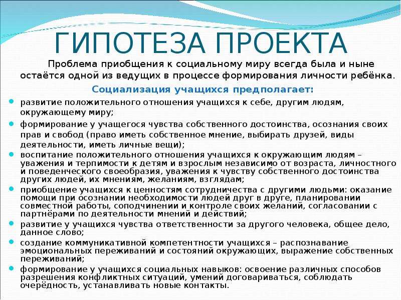 Что должна содержать гипотеза в проекте