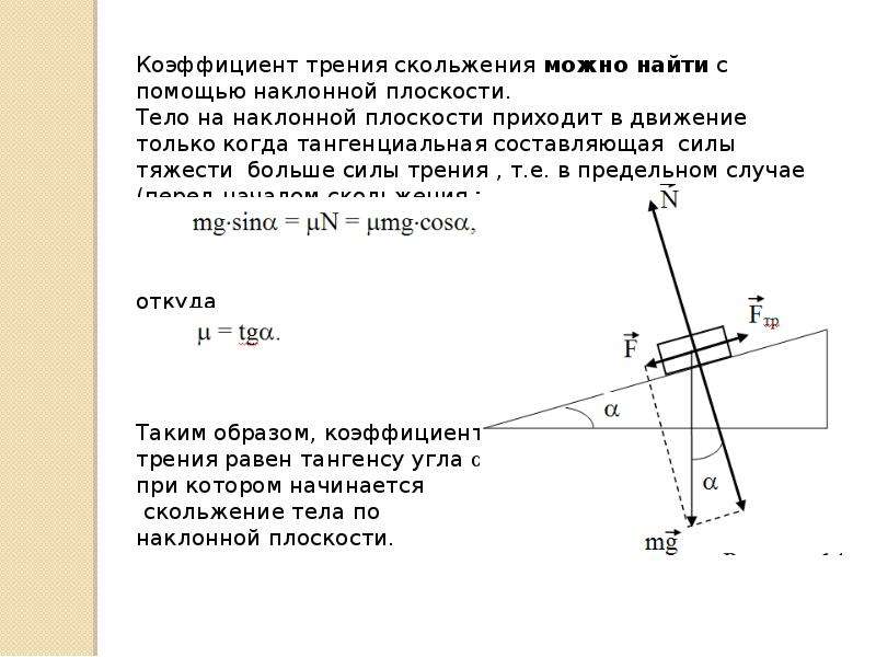 Трение на наклонной плоскости. Коэффициент трения. Коэффициент трения скольжения. Как найти коэффициент трения. Как найти коэффициент трения скольжения.