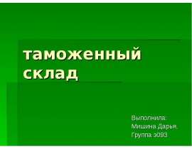 Презентация Таможенный склад