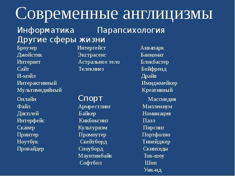 Исследовательская работа англицизмы в русском языке презентация