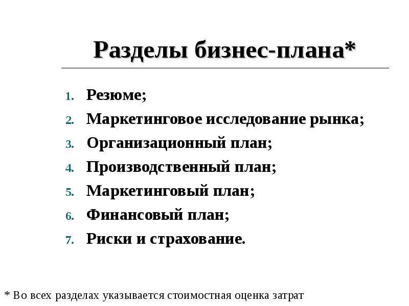 Основная функция бизнес плана заключается в тест