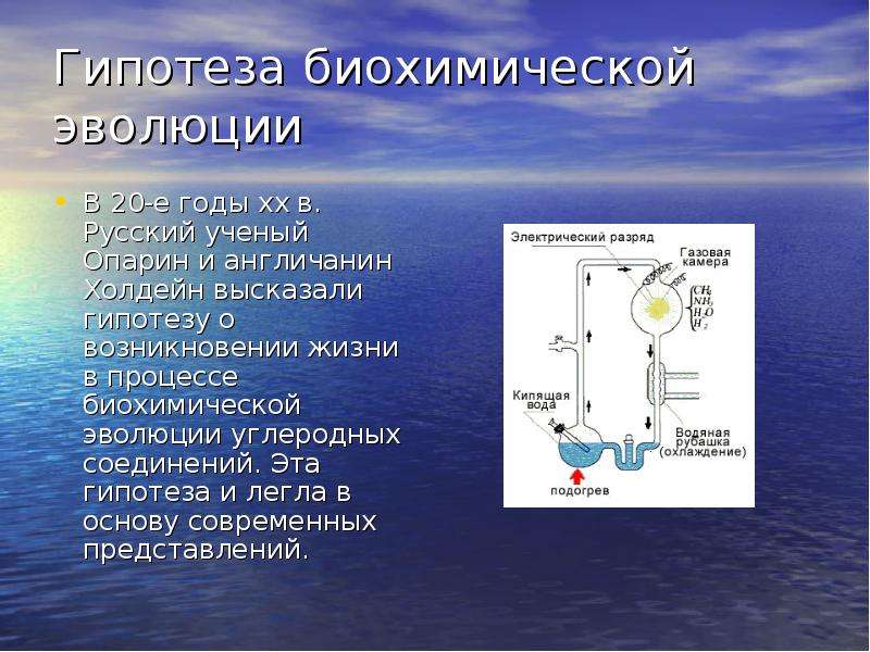 Теория опарина о происхождении жизни на земле презентация