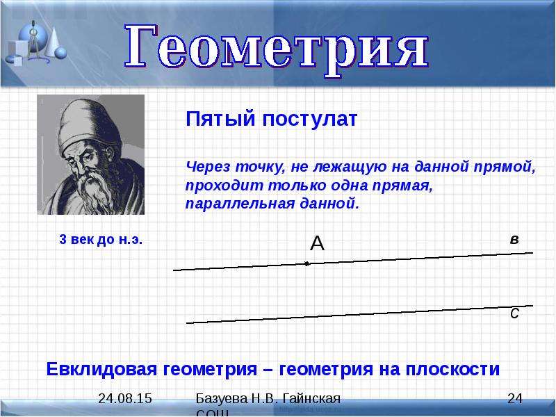 Данной прямой. Через точку не лежащую на данной прямой проходит только одна прямая. Евклидовая плоскость. Евклидовая прямая. Евклидовая геометрия пересечение параллельных прямых.