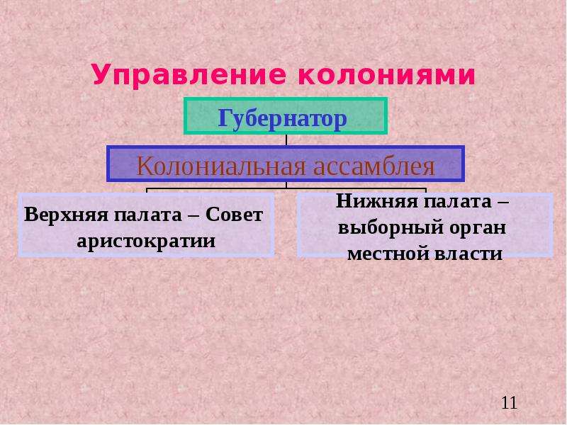 Схема управления колониями в северной америке история 8 класс