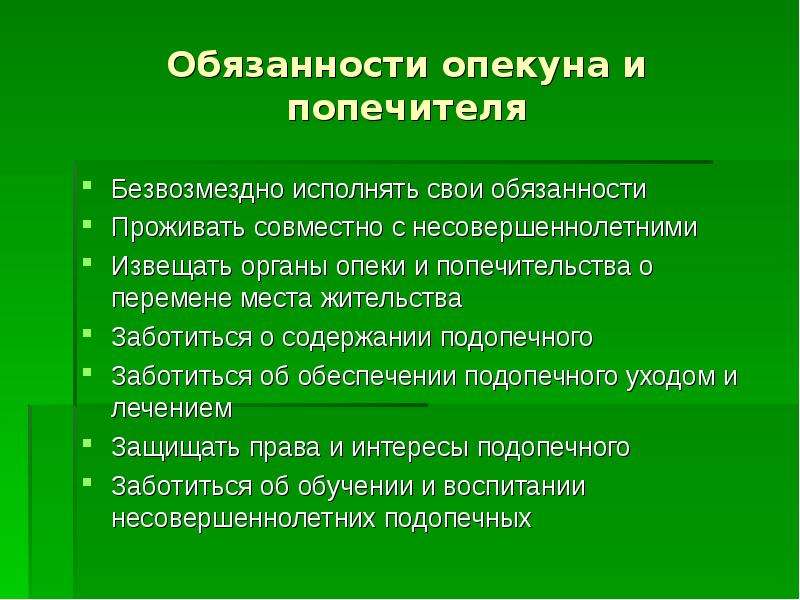 План работы с опекунской семьей