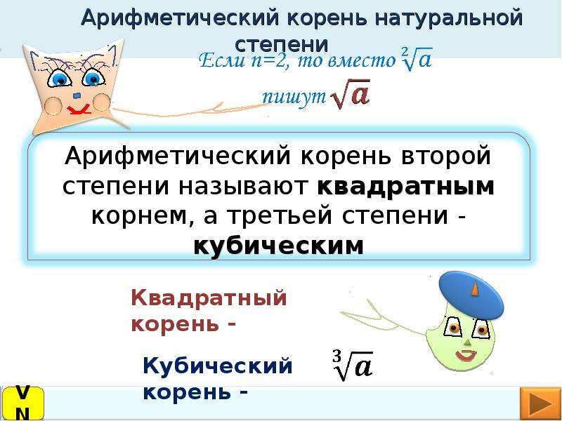 Арифметический корень натуральной