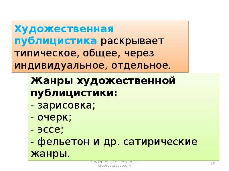 Характеристика художественно публицистических жанров