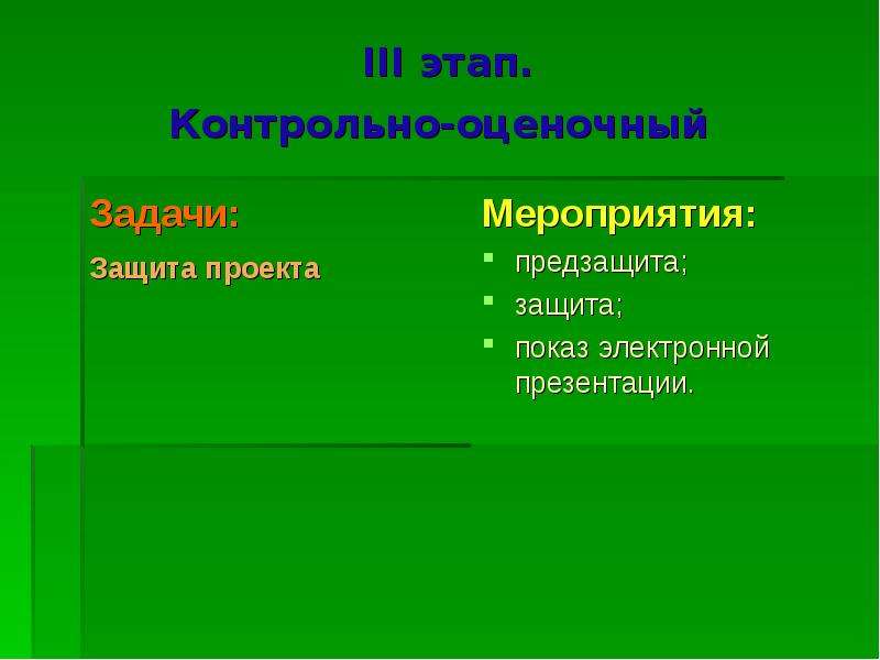 Контрольный этап проекта