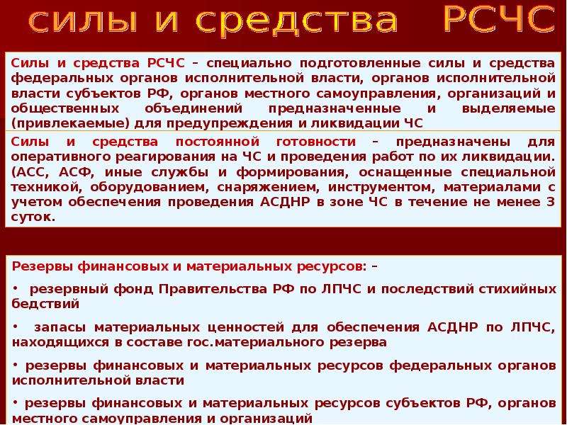 Силы и средства рсчс презентация