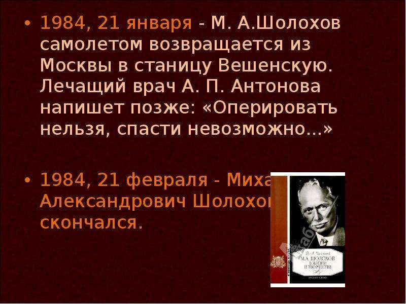 Презентация м шолохов жизнь и творчество 11 класс