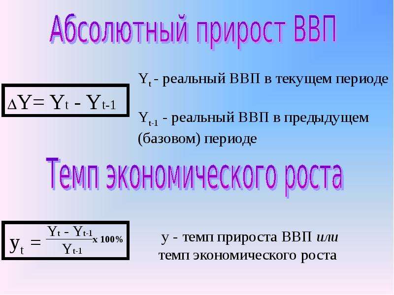 Величина прироста. Темп прироста ВВП формула. Абсолютный прирост ВВП. Абсолютный прирост ВВП формула. Абсолютная величина прироста ВВП.