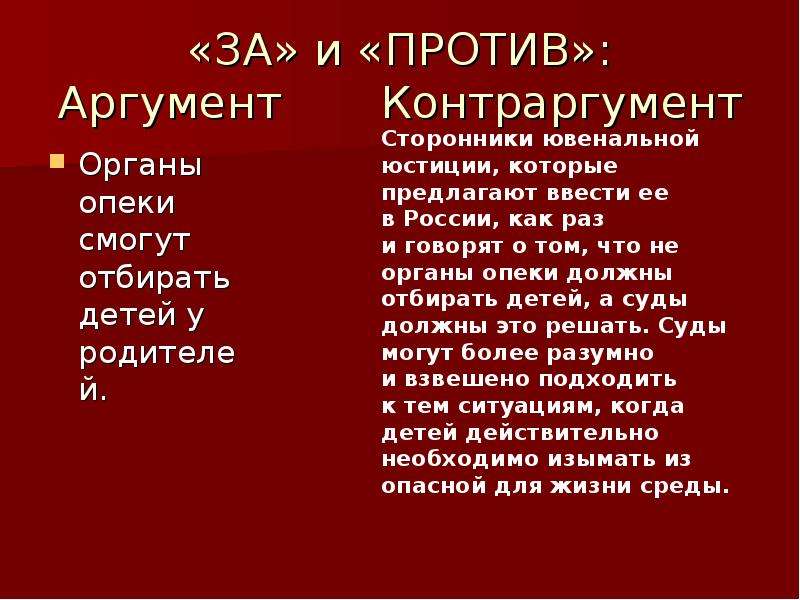 Ювенальная юстиция за и против презентация