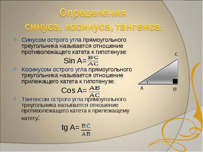 Определение синуса угла и косинуса угла 10 класс презентация