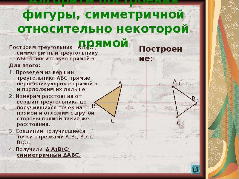 Фигура симметрична прямой. Построение симметричных фигур относительно прямой. Симметричный треугольник. Построить+фигуры+ассиметричные. Треугольник симметричный треугольнику относительно прямой.