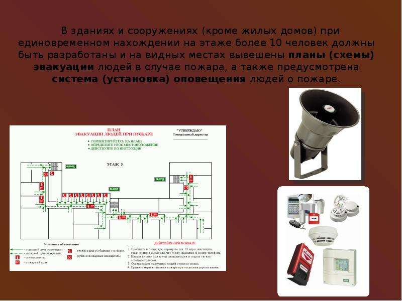 На каких объектах разрабатываются и вывешиваются на видных местах план эвакуации людей при пожаре