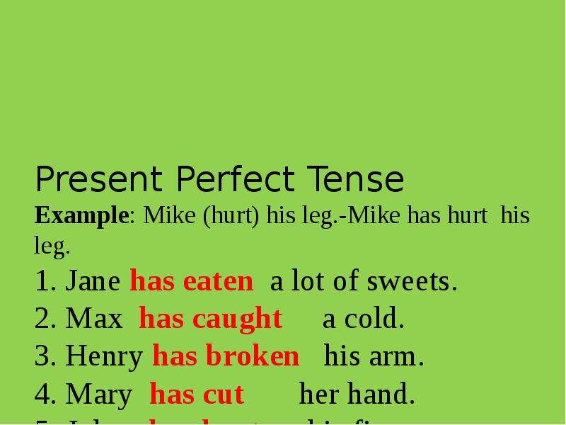 Jane have has. Present perfect Tense examples. Hurt present perfect. Perfect Tense examples. Perfect Tenses.