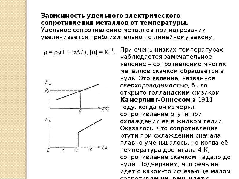 Презентация электронная проводимость металлов зависимость сопротивления проводника от температуры