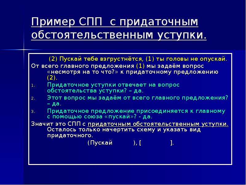 Уступит союз. СПП С придаточным обстоятельственным уступки примеры. СПП С придаточными обстоятельственными цели. Предложение с обстоятельственным придаточным цели. Сложноподчиненное предложение с придаточным цели примеры.