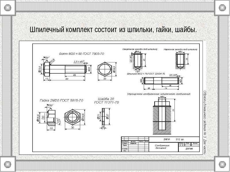 Болт гайка шайба чертеж