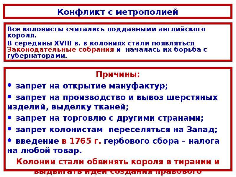 Причины конфликта между колониями и английской короной. Причины конфликта колоний с метрополией. Причины конфликта между жителями колоний и английской короной. Конфликт английских колоний с метрополией. Причины конфликта колонистов с метрополией.