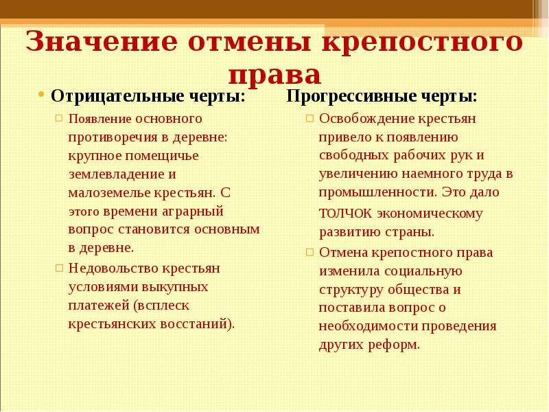 Проект по истории отмена крепостного права в россии неизбежность или