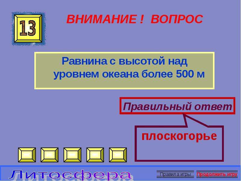 Равнина высотой более 500. Игры по географии.