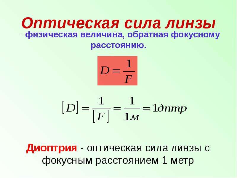 Линзы фокусное расстояние и оптическая сила линзы презентация