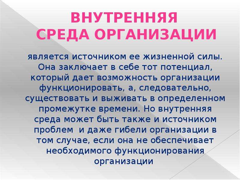 Стать источником. Что относится к внутренней среде предприятия. Источником жизненной силы организации является.