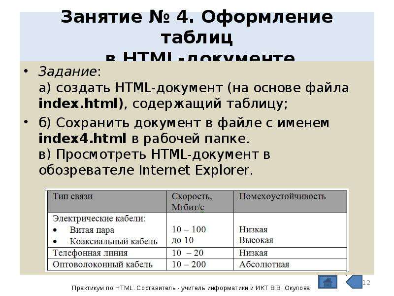 Задача документа. Оформление html-документа. Таблицы. Задание html таблица. Создать html документ содержащий таблицу. Создать html документ.