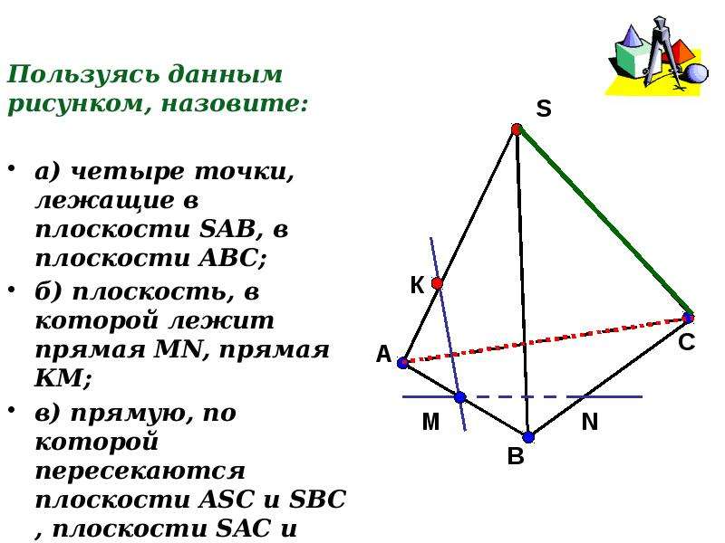 Плоскость авс. Пользуясь данным рисунком назовите четыре точки. Пользуясь данным рисунком назовите 4 точки лежащие в плоскости ABC. Пользуясь данным рисунком назовите.