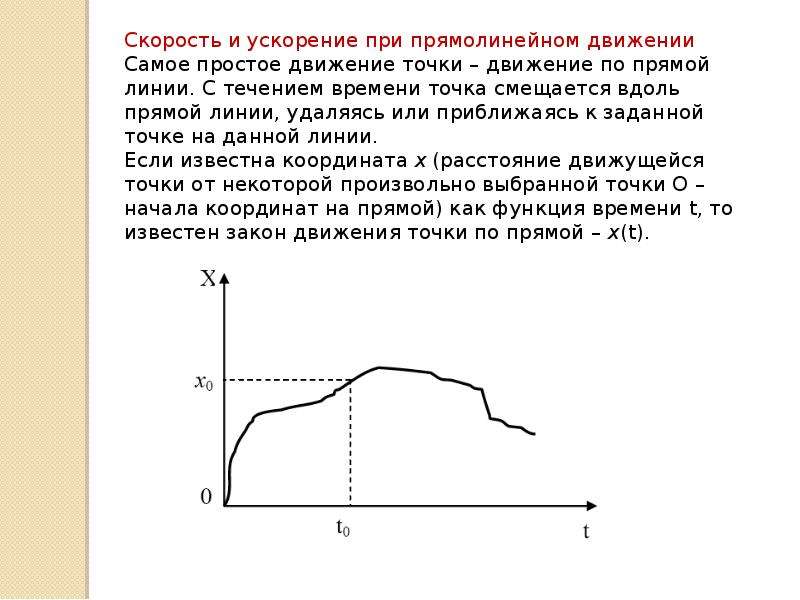 Скорость движения точки по прямой. Движение точки по прямой. При прямолинейном движении скорость материальной точки направлена. При прямом движение скорость материальной точки направлена.