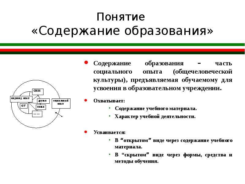 Понятие содержание образования. Понятие содержания образования. Содержание образования понятия соц опыт и культура.