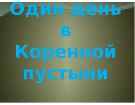 Один день в Коренной пустыни