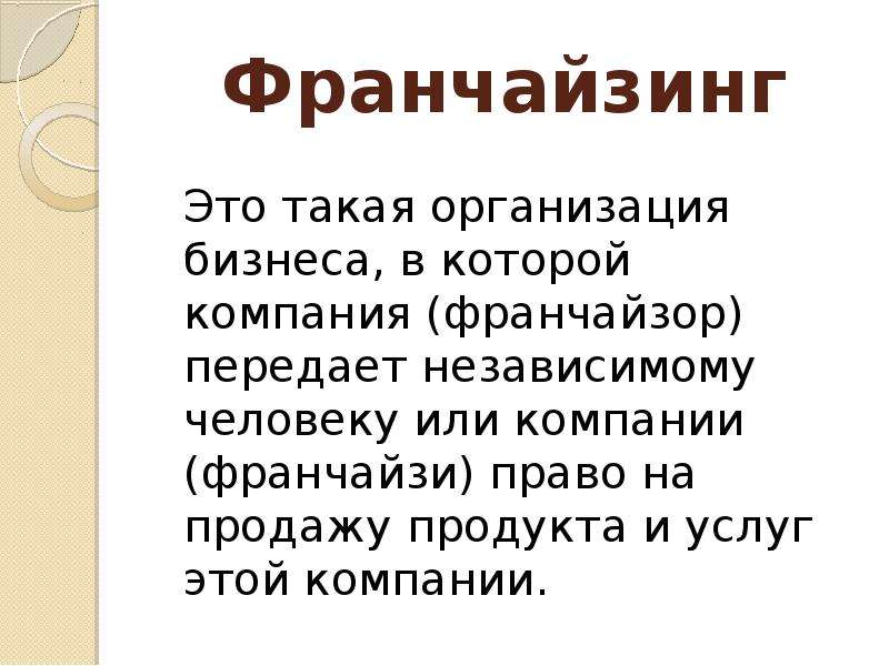 Виды франчайзинга презентация