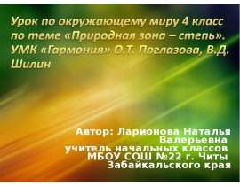 Автор: Ларионова Наталья Валерьевна учитель начальных классов МБОУ СОШ №22 г. Читы Забайкальского края