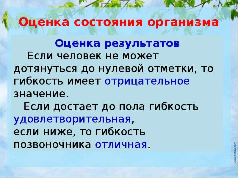 Оценки организма. Оценка организма.