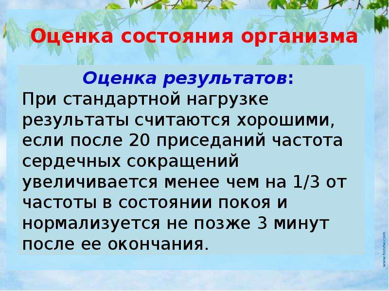 Оценки организма. Оценка организма.