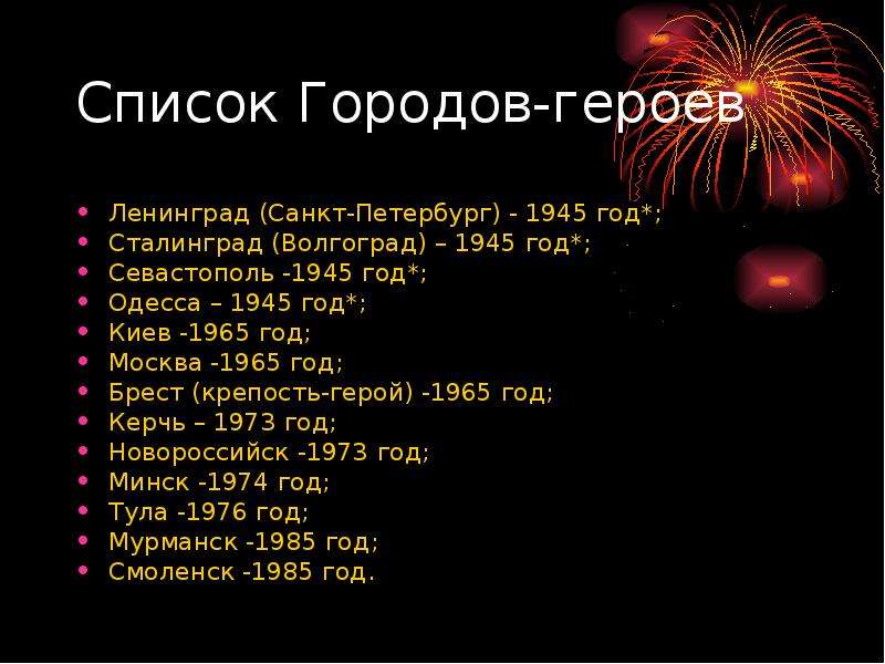 Карта с городами героями великой отечественной войны