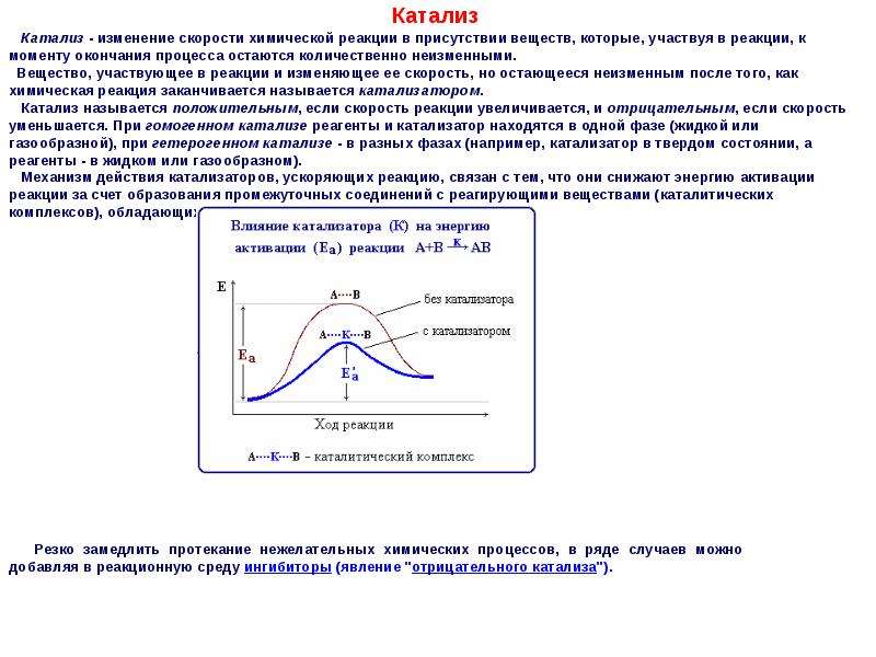 Катализаторы увеличивают скорость химических реакций. Влияние катализатора на энергию активации и скорость. Влияние катализатора на скорость обратимой химической реакции. Причина повышения скорости реакции в присутствии катализатора. Влияние катализатора на скорость реакции.