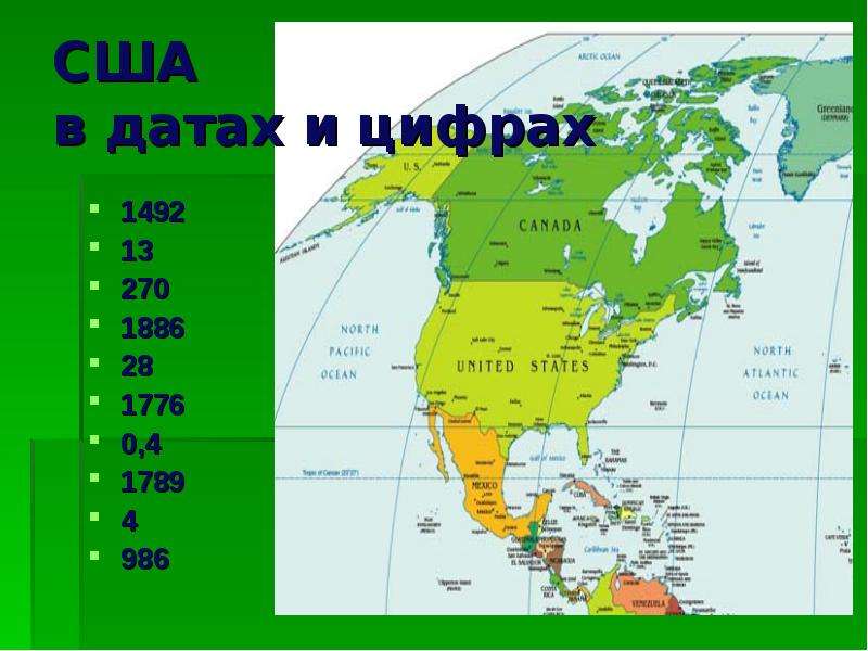 Тема урока США. Дата в Америке. Цифры в Канаде. География цифры 1492.