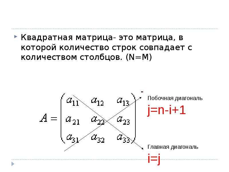 Квадратная матрица. Целочисленная прямоугольная матрица. Матрица c побочная диагональ матрицы c++. Диагонали квадратной матрицы. Целочисленная квадратная матрица.