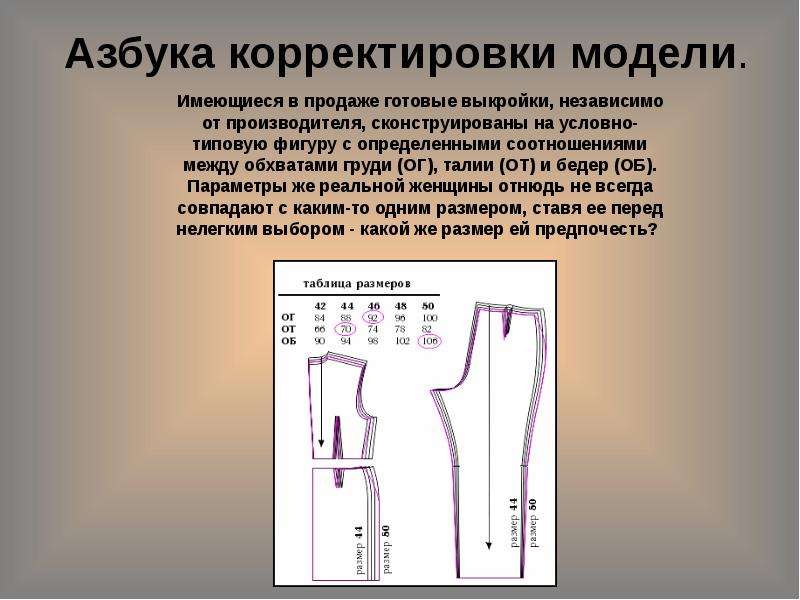 Корректировка готовой выкройки. Корректировка юбки для перегибистой фигуры. Параметры для моделинга. Технологическая карта изготовления швейного изделия.